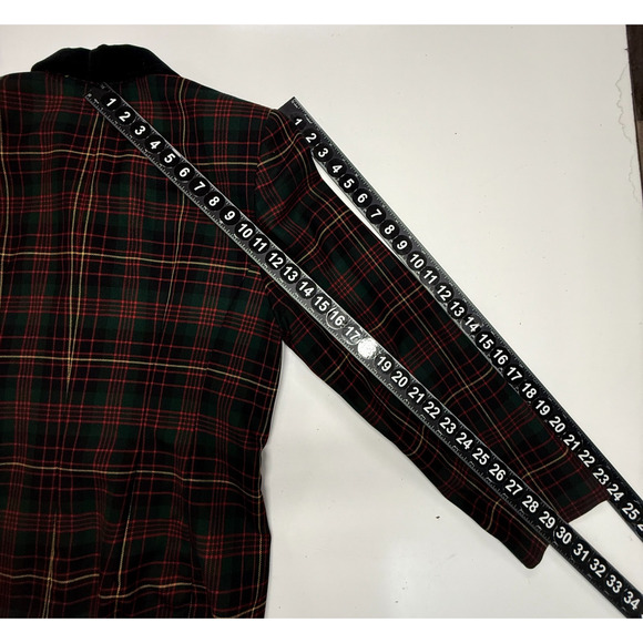 Vintage Pendelton Blazer Womens 10 Wool Black Red Plaid Button Up Career Jacket - Picture 6 of 12